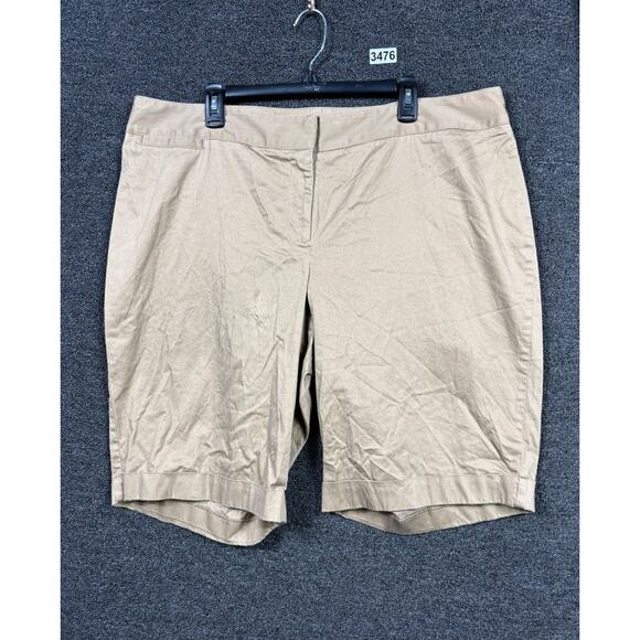 Lane Bryant Khaki Bermuda Shorts Womens Size 22 Beige High Rise - Picture 1 of 7